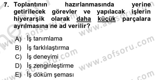 Toplantı Ve Sunu Teknikleri Dersi 2021 - 2022 Yılı (Vize) Ara Sınav Soruları 7. Soru