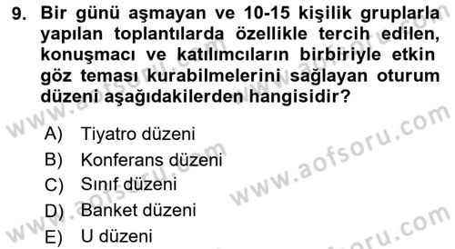 Toplantı Ve Sunu Teknikleri Dersi 2021 - 2022 Yılı (Vize) Ara Sınav Soruları 9. Soru