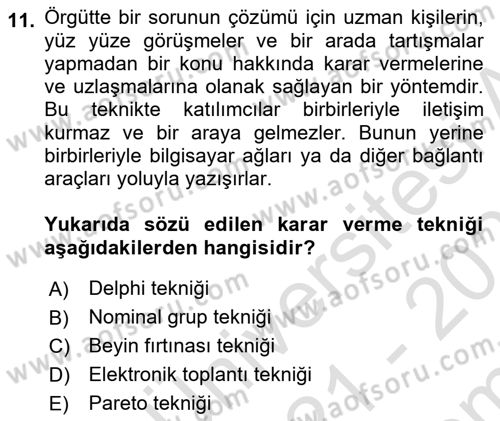 Toplantı Ve Sunu Teknikleri Dersi 2021 - 2022 Yılı (Final) Dönem Sonu Sınav Soruları 11. Soru