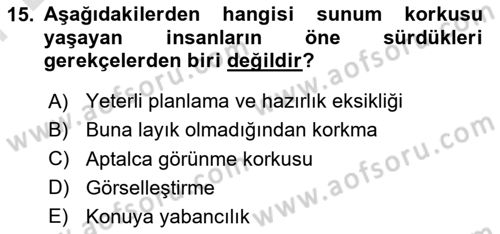 Toplantı Ve Sunu Teknikleri Dersi 2021 - 2022 Yılı (Final) Dönem Sonu Sınav Soruları 15. Soru