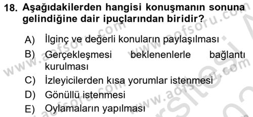 Toplantı Ve Sunu Teknikleri Dersi 2021 - 2022 Yılı (Final) Dönem Sonu Sınav Soruları 18. Soru