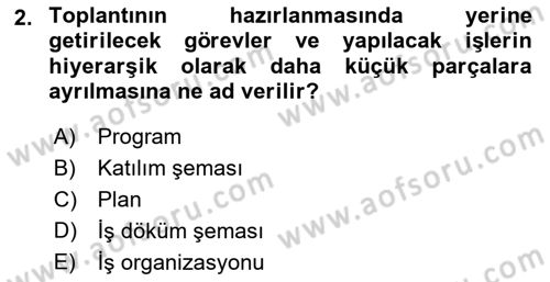 Toplantı Ve Sunu Teknikleri Dersi 2021 - 2022 Yılı (Final) Dönem Sonu Sınav Soruları 2. Soru