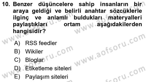 Toplantı Ve Sunu Teknikleri Dersi 2021 - 2022 Yılı Yaz Okulu Sınav Soruları 10. Soru