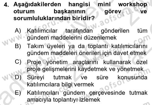Toplantı Ve Sunu Teknikleri Dersi 2021 - 2022 Yılı Yaz Okulu Sınav Soruları 4. Soru
