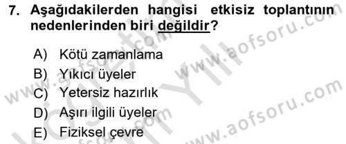 Toplantı Ve Sunu Teknikleri Dersi 2021 - 2022 Yılı Yaz Okulu Sınav Soruları 7. Soru