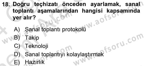 Toplantı Ve Sunu Teknikleri Dersi 2023 - 2024 Yılı (Vize) Ara Sınav Soruları 18. Soru