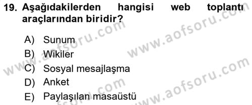 Toplantı Ve Sunu Teknikleri Dersi 2023 - 2024 Yılı (Vize) Ara Sınav Soruları 19. Soru