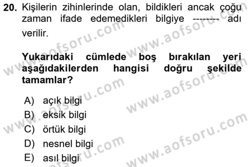 Toplantı Ve Sunu Teknikleri Dersi 2023 - 2024 Yılı (Vize) Ara Sınav Soruları 20. Soru