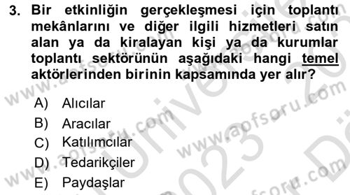 Toplantı Ve Sunu Teknikleri Dersi 2023 - 2024 Yılı (Vize) Ara Sınav Soruları 3. Soru
