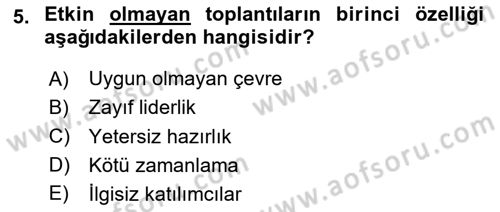 Toplantı Ve Sunu Teknikleri Dersi 2023 - 2024 Yılı (Vize) Ara Sınav Soruları 5. Soru