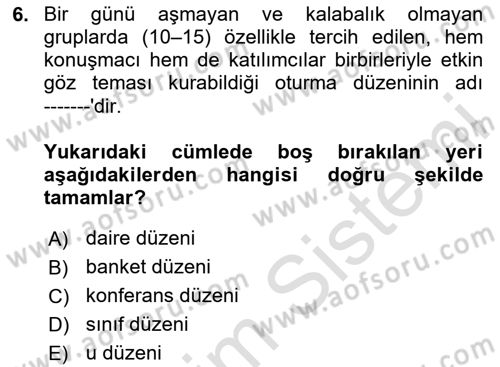 Toplantı Ve Sunu Teknikleri Dersi 2023 - 2024 Yılı (Vize) Ara Sınav Soruları 6. Soru