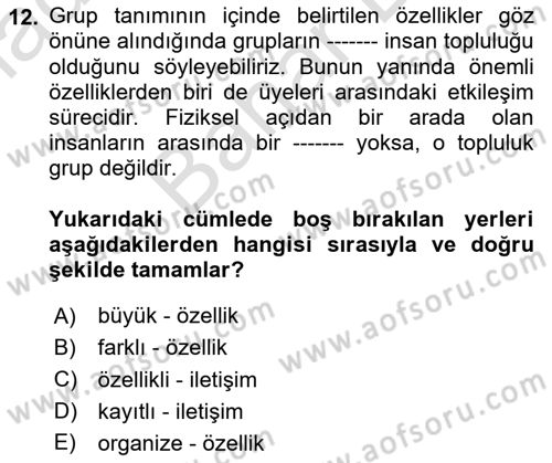 Toplantı Ve Sunu Teknikleri Dersi 2023 - 2024 Yılı (Final) Dönem Sonu Sınav Soruları 12. Soru