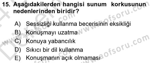 Toplantı Ve Sunu Teknikleri Dersi 2023 - 2024 Yılı (Final) Dönem Sonu Sınav Soruları 15. Soru