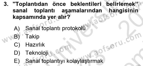 Toplantı Ve Sunu Teknikleri Dersi 2023 - 2024 Yılı (Final) Dönem Sonu Sınav Soruları 3. Soru