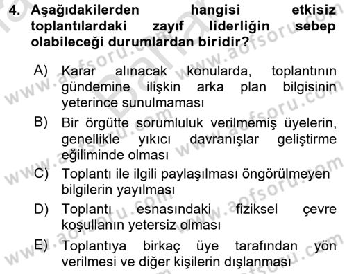 Toplantı Ve Sunu Teknikleri Dersi 2023 - 2024 Yılı (Final) Dönem Sonu Sınav Soruları 4. Soru