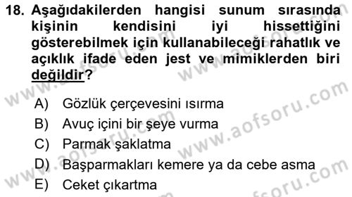 Toplantı Ve Sunu Teknikleri Dersi 2023 - 2024 Yılı Yaz Okulu Sınav Soruları 18. Soru