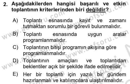 Toplantı Ve Sunu Teknikleri Dersi 2023 - 2024 Yılı Yaz Okulu Sınav Soruları 2. Soru