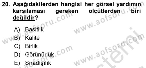 Toplantı Ve Sunu Teknikleri Dersi 2023 - 2024 Yılı Yaz Okulu Sınav Soruları 20. Soru