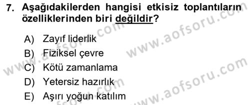 Toplantı Ve Sunu Teknikleri Dersi 2023 - 2024 Yılı Yaz Okulu Sınav Soruları 7. Soru