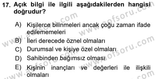 Toplantı Ve Sunu Teknikleri Dersi 2024 - 2025 Yılı (Vize) Ara Sınav Soruları 17. Soru
