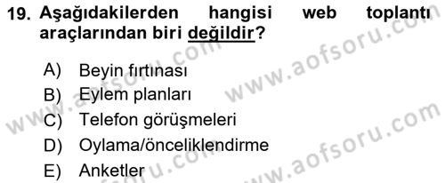 Toplantı Ve Sunu Teknikleri Dersi 2024 - 2025 Yılı (Vize) Ara Sınav Soruları 19. Soru