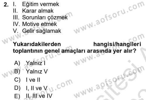 Toplantı Ve Sunu Teknikleri Dersi 2024 - 2025 Yılı (Vize) Ara Sınav Soruları 2. Soru