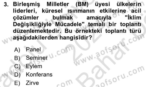 Toplantı Ve Sunu Teknikleri Dersi 2024 - 2025 Yılı (Vize) Ara Sınav Soruları 3. Soru