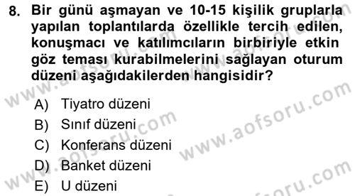 Toplantı Ve Sunu Teknikleri Dersi 2024 - 2025 Yılı (Vize) Ara Sınav Soruları 8. Soru