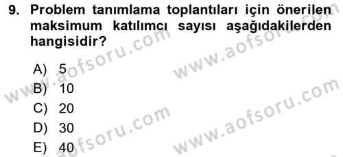 Toplantı Ve Sunu Teknikleri Dersi 2024 - 2025 Yılı (Vize) Ara Sınav Soruları 9. Soru