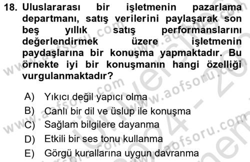 Toplantı Ve Sunu Teknikleri Dersi 2024 - 2025 Yılı (Final) Dönem Sonu Sınav Soruları 18. Soru