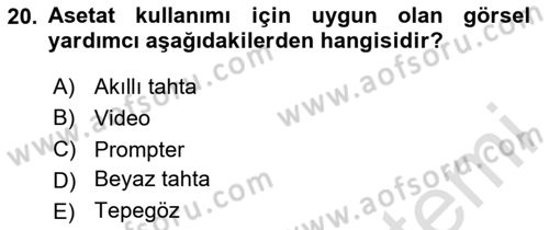 Toplantı Ve Sunu Teknikleri Dersi 2024 - 2025 Yılı (Final) Dönem Sonu Sınav Soruları 20. Soru