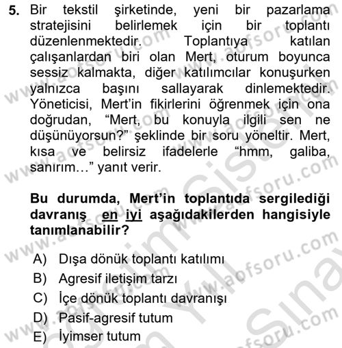 Toplantı Ve Sunu Teknikleri Dersi 2024 - 2025 Yılı (Final) Dönem Sonu Sınav Soruları 5. Soru