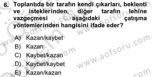 Toplantı Ve Sunu Teknikleri Dersi 2024 - 2025 Yılı (Final) Dönem Sonu Sınav Soruları 6. Soru