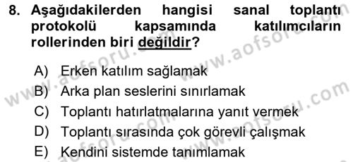 Toplantı Ve Sunu Teknikleri Dersi 2024 - 2025 Yılı (Final) Dönem Sonu Sınav Soruları 8. Soru