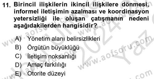 Toplantı Ve Sunu Teknikleri Dersi 2024 - 2025 Yılı Yaz Okulu Sınav Soruları 11. Soru