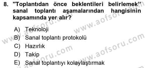 Toplantı Ve Sunu Teknikleri Dersi 2024 - 2025 Yılı Yaz Okulu Sınav Soruları 8. Soru