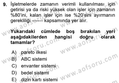 Toplantı Ve Sunu Teknikleri Dersi 2024 - 2025 Yılı Yaz Okulu Sınav Soruları 9. Soru