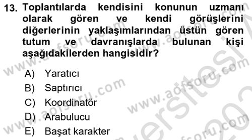Toplantı Ve Sunu Teknikleri Dersi 2025 - 2026 Yılı (Vize) Ara Sınav Soruları 13. Soru