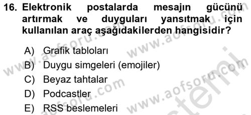 Toplantı Ve Sunu Teknikleri Dersi 2025 - 2026 Yılı (Vize) Ara Sınav Soruları 16. Soru