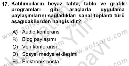 Toplantı Ve Sunu Teknikleri Dersi 2025 - 2026 Yılı (Vize) Ara Sınav Soruları 17. Soru