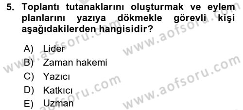 Toplantı Ve Sunu Teknikleri Dersi 2025 - 2026 Yılı (Final) Dönem Sonu Sınav Soruları 5. Soru