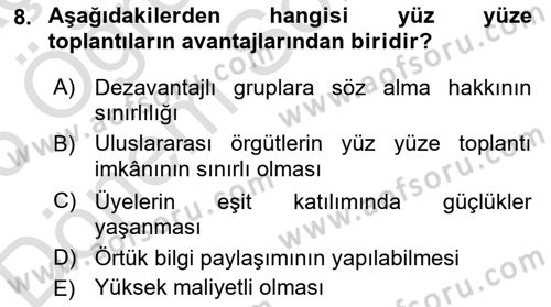 Toplantı Ve Sunu Teknikleri Dersi 2025 - 2026 Yılı (Final) Dönem Sonu Sınav Soruları 8. Soru