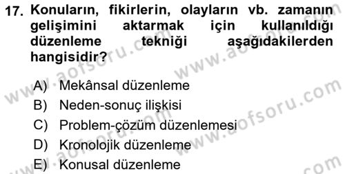 Toplantı Ve Sunu Teknikleri Dersi 2025 - 2026 Yılı Yaz Okulu Sınav Soruları 17. Soru