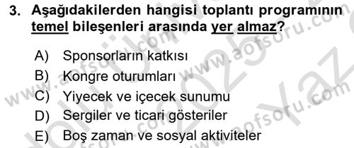 Toplantı Ve Sunu Teknikleri Dersi 2025 - 2026 Yılı Yaz Okulu Sınav Soruları 3. Soru
