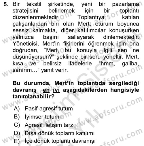Toplantı Ve Sunu Teknikleri Dersi 2025 - 2026 Yılı Yaz Okulu Sınav Soruları 5. Soru