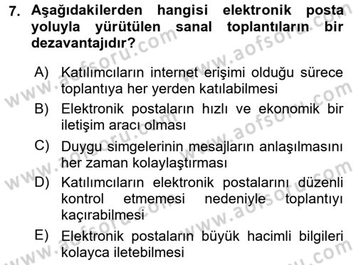 Toplantı Ve Sunu Teknikleri Dersi 2025 - 2026 Yılı Yaz Okulu Sınav Soruları 7. Soru