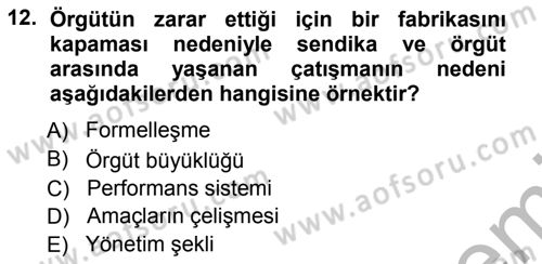 Çatışma ve Stres Yönetimi 1 Dersi 2012 - 2013 Yılı (Vize) Ara Sınav Soruları 12. Soru