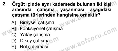 Çatışma ve Stres Yönetimi 1 Dersi 2012 - 2013 Yılı (Vize) Ara Sınav Soruları 2. Soru