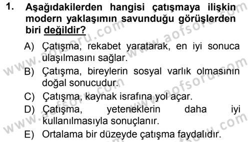 Çatışma ve Stres Yönetimi 1 Dersi 2012 - 2013 Yılı (Final) Dönem Sonu Sınav Soruları 1. Soru