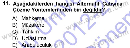 Çatışma ve Stres Yönetimi 1 Dersi 2012 - 2013 Yılı (Final) Dönem Sonu Sınav Soruları 11. Soru